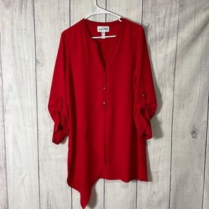 Joseph Ribkoff Blouse Tunic Asymmetricl Cut Red Size 12